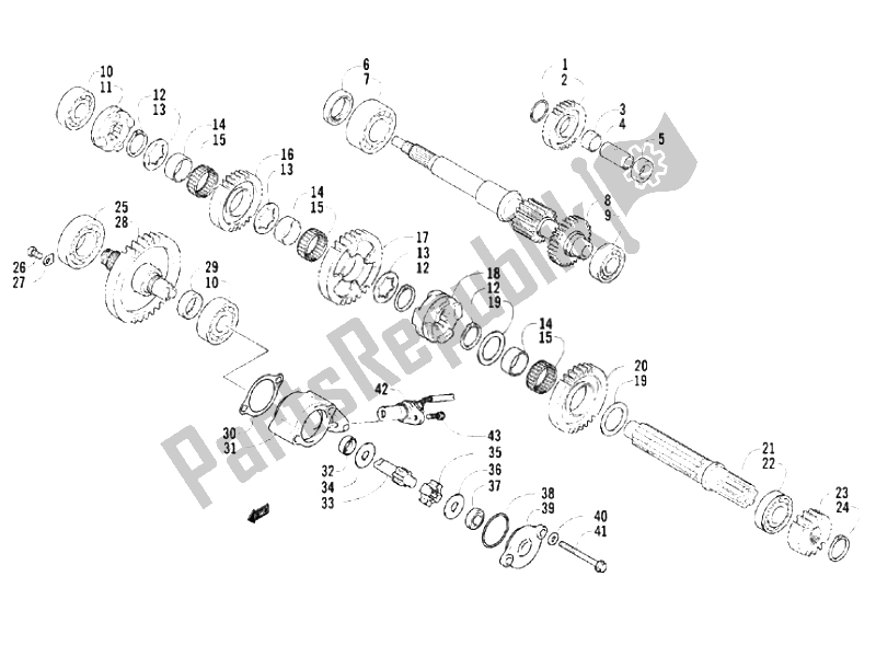 All parts for the Reduction Unit of the Piaggio Trackmaster 400 Passo Lungo 2006