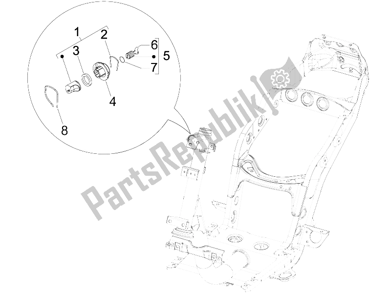 Todas as partes de Fechaduras do Piaggio FLY 150 4T E3 2008