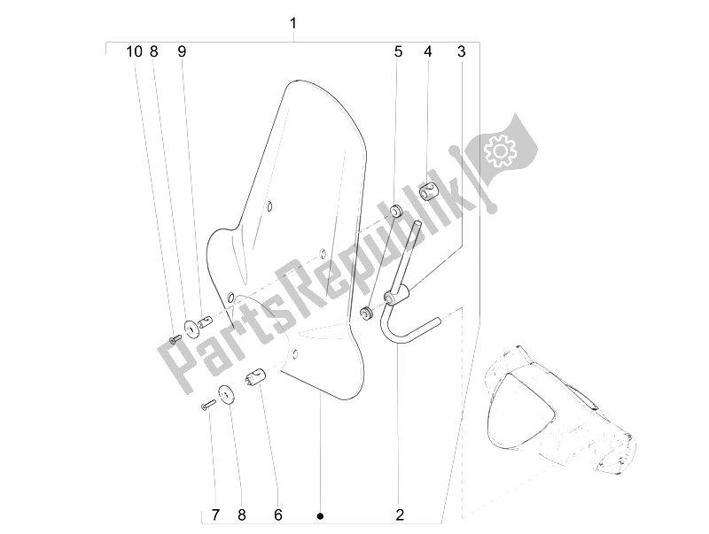 Toutes les pièces pour le Pare-brise - Verre du Piaggio Liberty 125 4T PTT E3 E 2007