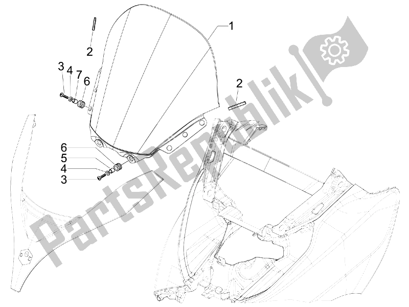 All parts for the Windshield - Glass of the Piaggio MP3 400 IE USA 2007