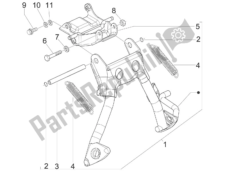 All parts for the Stand/s of the Piaggio NRG Power DD H2O CH 50 2011