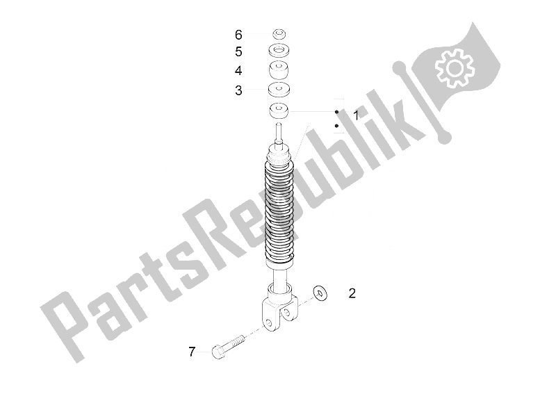 Toutes les pièces pour le Suspension Arrière - Amortisseur / S du Piaggio FLY 50 4T 2V 25 30 KMH 2016