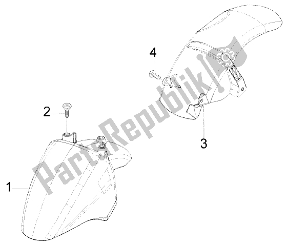 All parts for the Front And Rear Mudguard of the Piaggio FLY 150 4T 2004