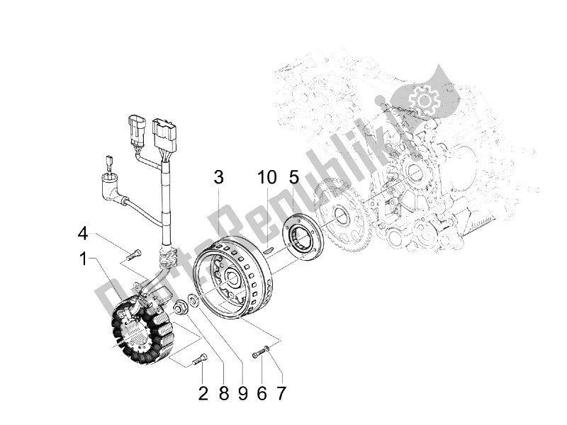 Tutte le parti per il Volano Magneto del Piaggio Beverly 400 IE Tourer E3 2008
