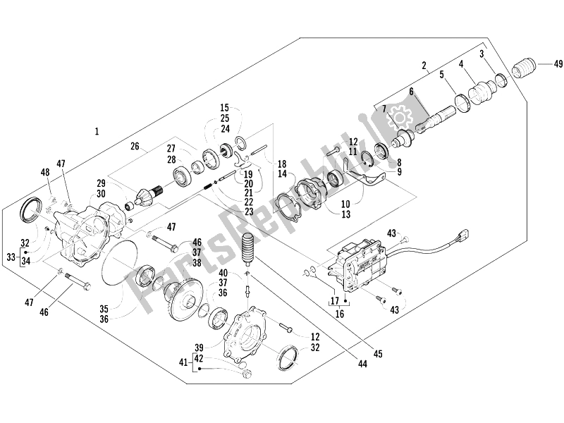 All parts for the Front Transmission of the Piaggio Trackmaster 400 Passo Corto 2006