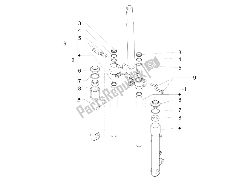 Alle onderdelen voor de Vork Componenten (wuxi Top) van de Piaggio Liberty 125 Iget 4T 3V IE ABS EU 2015