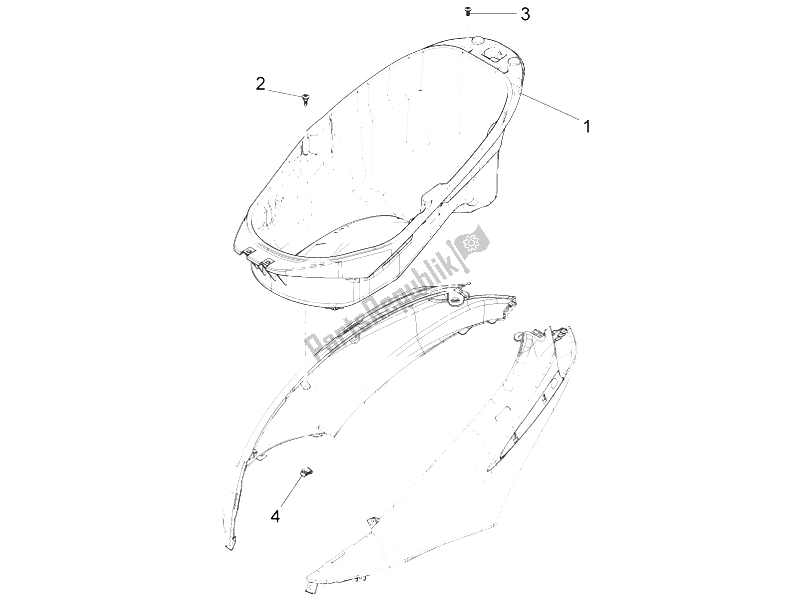 All parts for the Helmet Huosing - Undersaddle of the Piaggio FLY 150 4T E2 E3 Vietnam 2012