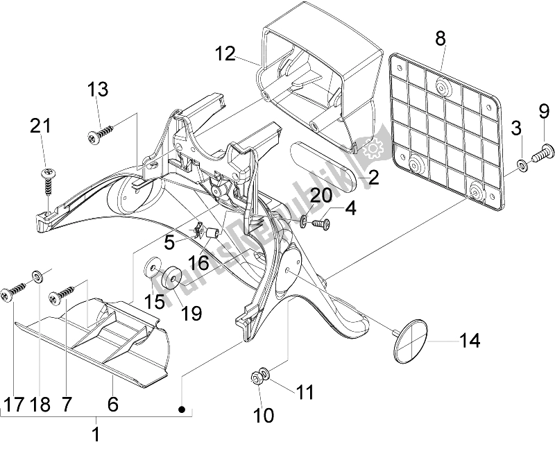 All parts for the Rear Cover - Splash Guard of the Piaggio FLY 50 2T 2010