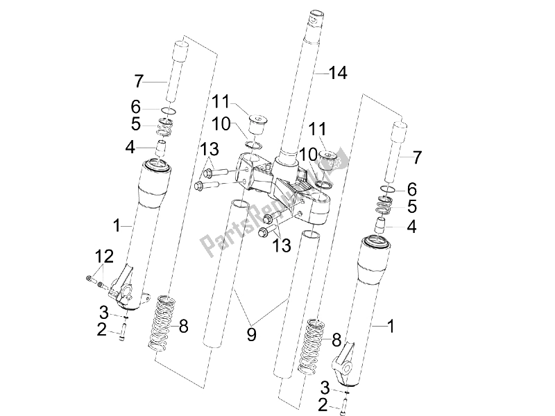 Toutes les pièces pour le Composants De Fork (mvp) du Piaggio Beverly 125 2005