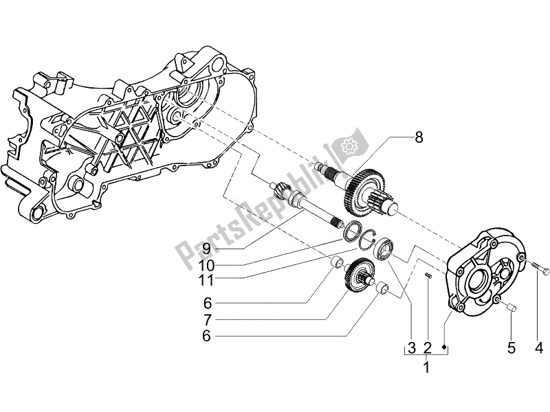 All parts for the Reduction Unit of the Piaggio NRG Power Pure JET 50 2010