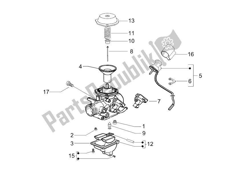 Tutte le parti per il Componenti Del Carburatore del Piaggio Liberty 125 4T Sport UK 2006