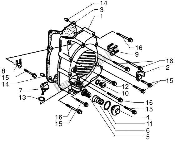 All parts for the Right Crankcase Cover of the Piaggio X9 250 2006