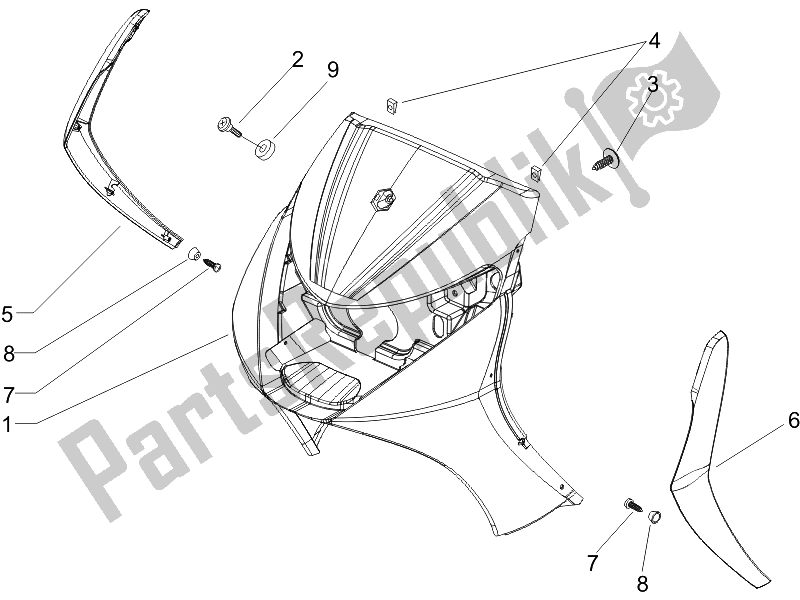 Toutes les pièces pour le Bouclier Avant du Piaggio Beverly 125 Sport E3 2007