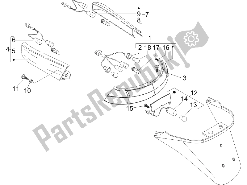 Toutes les pièces pour le Phares Arrière - Clignotants du Piaggio X8 250 IE 2005