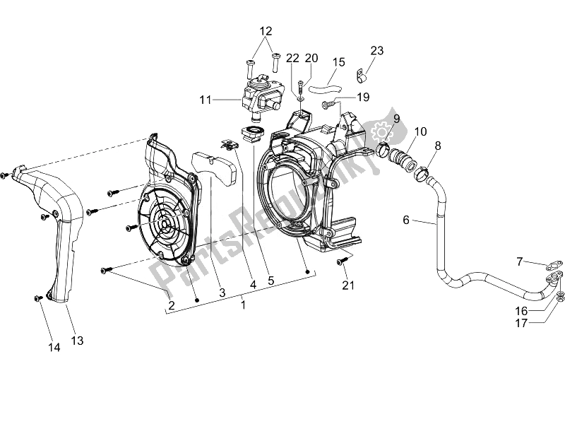 Alle onderdelen voor de Secundaire Luchtkast van de Piaggio FLY 125 4T 2007