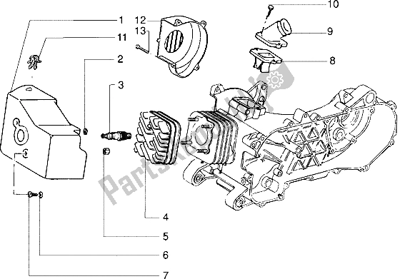 Toutes les pièces pour le Culasse Et Tuyau D'admission (véhicule Avec Frein à Tambour Arrière) du Piaggio NRG Extreme 50 1999