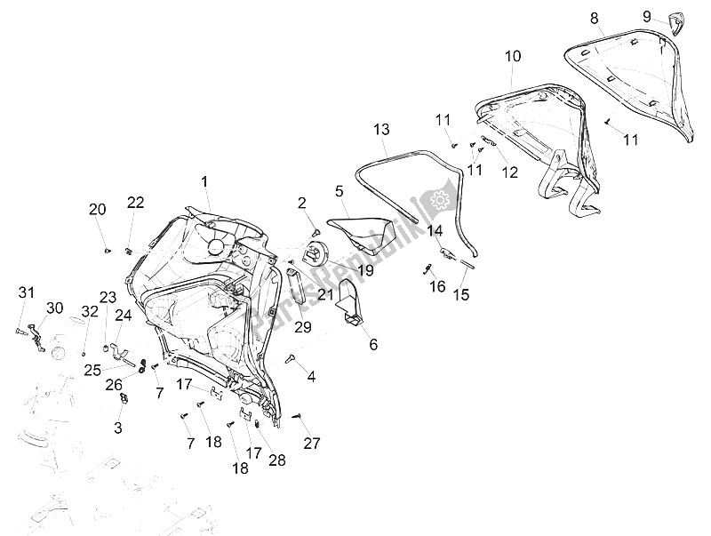 Toutes les pièces pour le Boîte à Gants Avant - Panneau De Protection Des Genoux du Piaggio Liberty 150 Iget 4T 3V IE ABS Asia 2016