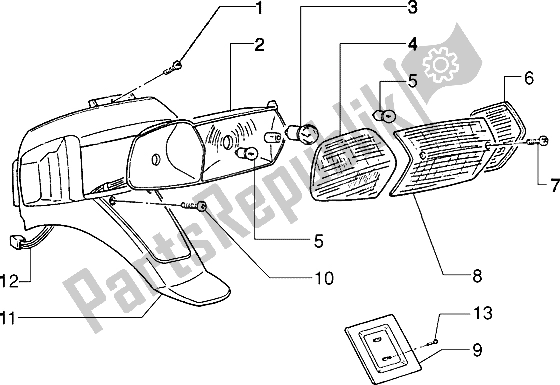 All parts for the Rear Tail Lamp of the Piaggio ZIP 50 1995