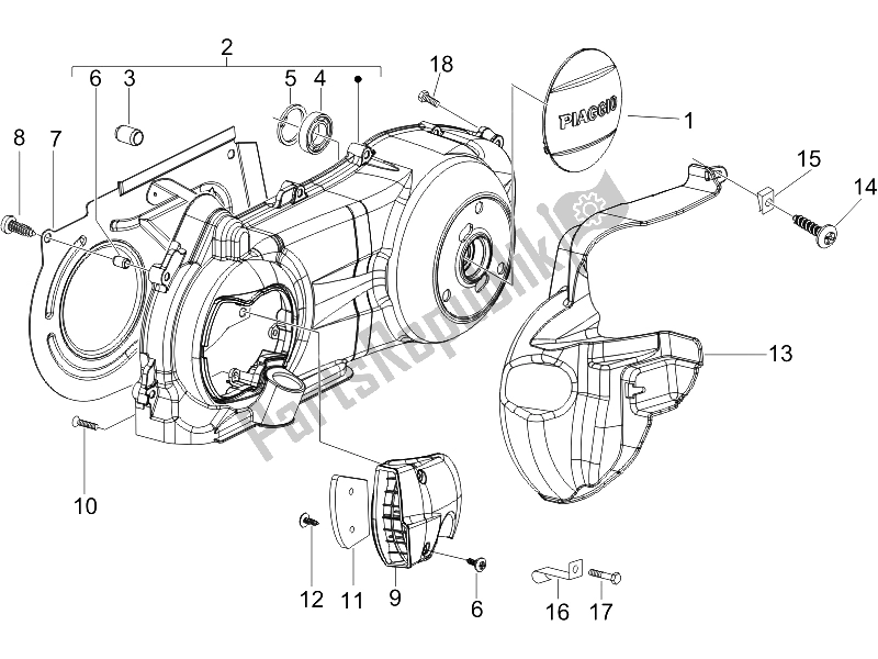 All parts for the Crankcase Cover - Crankcase Cooling of the Piaggio Beverly 250 2005
