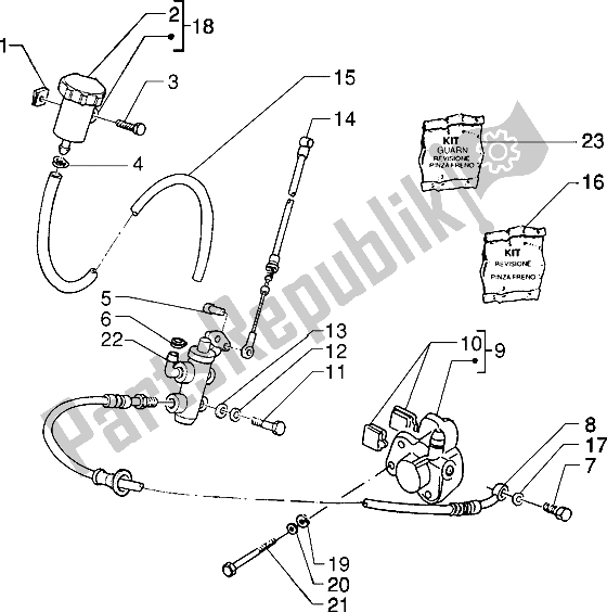 Tutte le parti per il Pinza Freno-cilindro Freno Anteriore del Piaggio Typhoon 50 XR 2000
