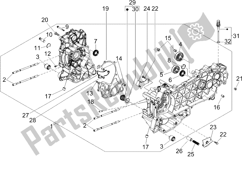 Alle onderdelen voor de Carter van de Piaggio X9 125 Evolution Potenziato UK 2006