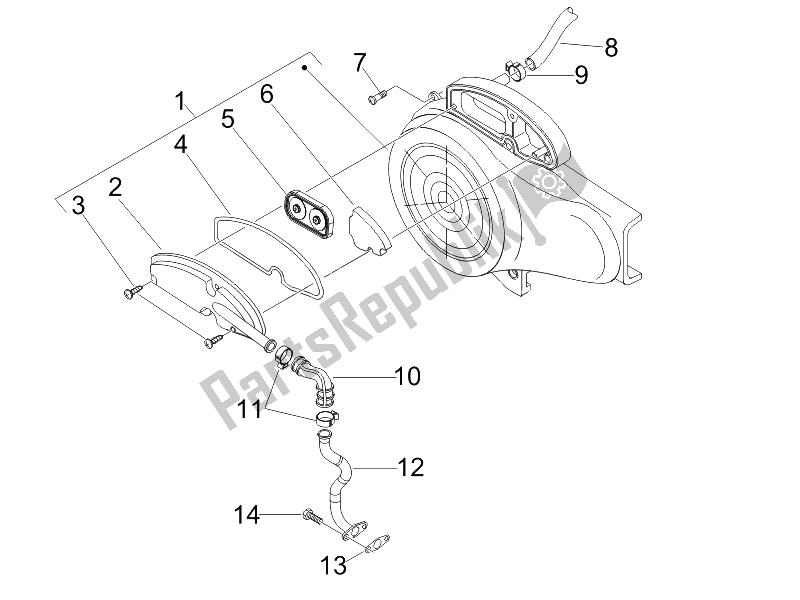 Tutte le parti per il Air Box Secondario del Piaggio FLY 50 4T 25 30 KMH 2008