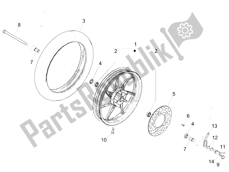 Toutes les pièces pour le Roue Avant du Piaggio Liberty 50 Iget 4T 3V Emea 2015