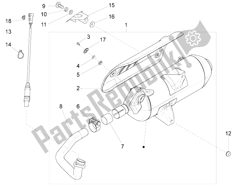 Toutes les pièces pour le Silencieux du Piaggio X 10 125 4T 4V I E E3 2012