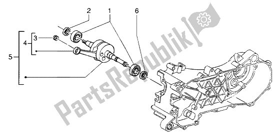 All parts for the Crankshaft of the Piaggio NRG Power DT 50 1998