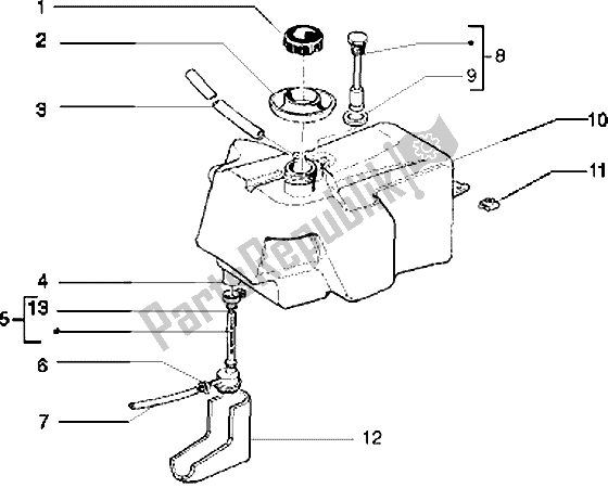 All parts for the Fuel Tank of the Piaggio Free Pptt 50 1995