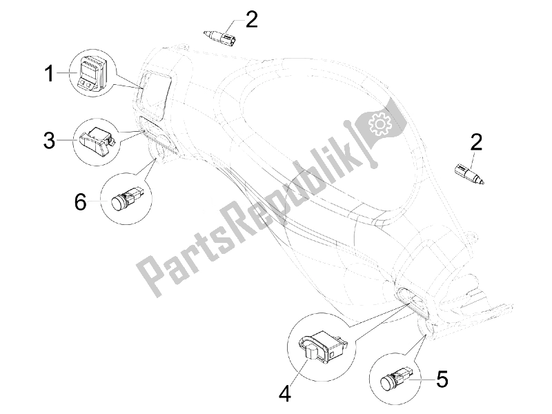 All parts for the Selectors - Switches - Buttons (2) of the Piaggio FLY 150 4T USA 2007