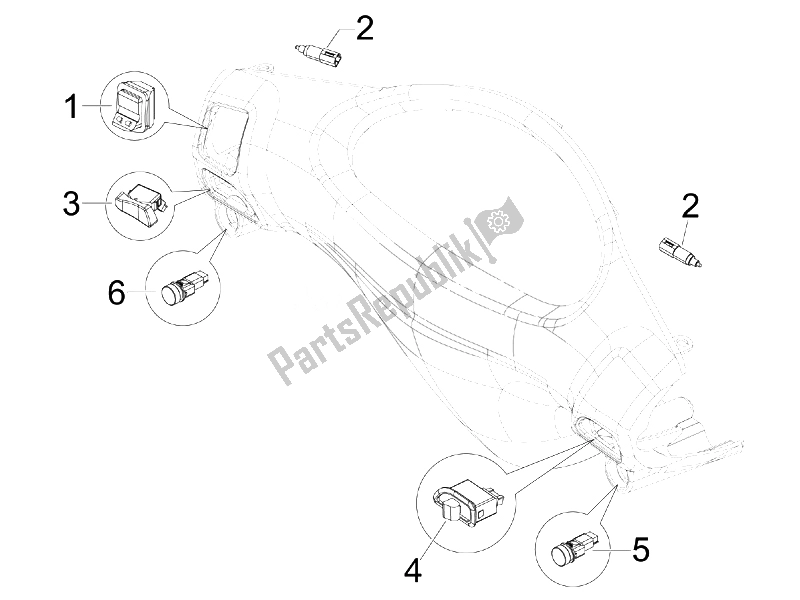 Toutes les pièces pour le Sélecteurs - Interrupteurs - Boutons (2) du Piaggio FLY 150 4T USA 2007