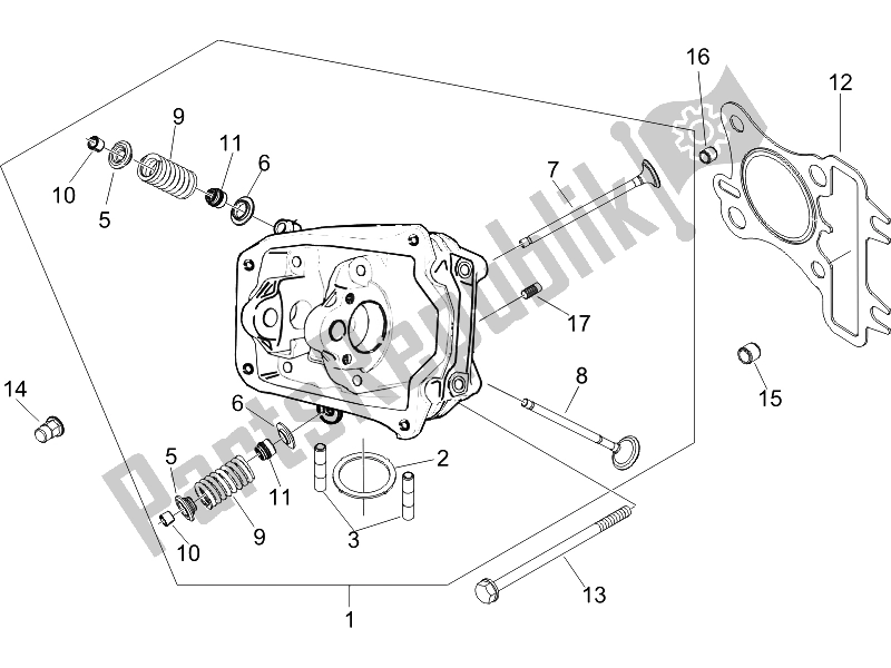 Toutes les pièces pour le Unité De Tête - Valve du Piaggio Liberty 125 4T PTT E3 F 2007