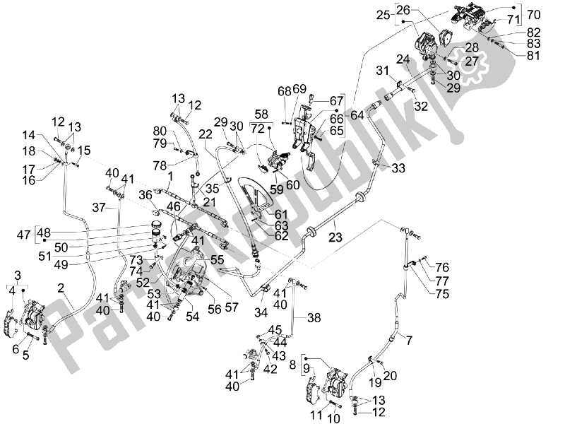 All parts for the Brakes Pipes - Calipers of the Piaggio MP3 500 Tourer USA 2010