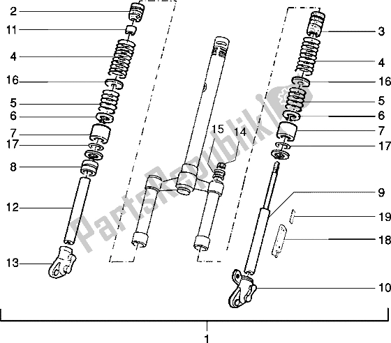 All parts for the Steering Column of the Piaggio Typhoon 50 M Y 2004