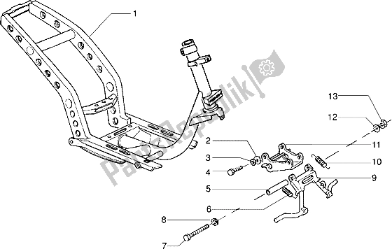 All parts for the Chassis-central Stand of the Piaggio NTT 50 1995