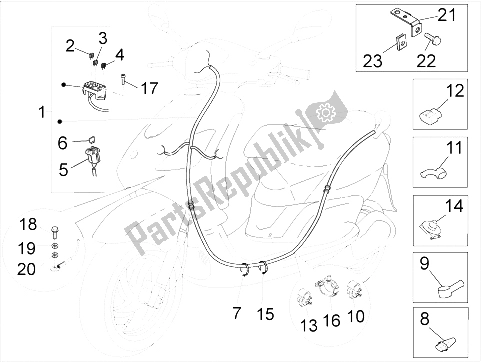 All parts for the Main Cable Harness of the Piaggio FLY 125 4T 3V IE E3 LEM 2012
