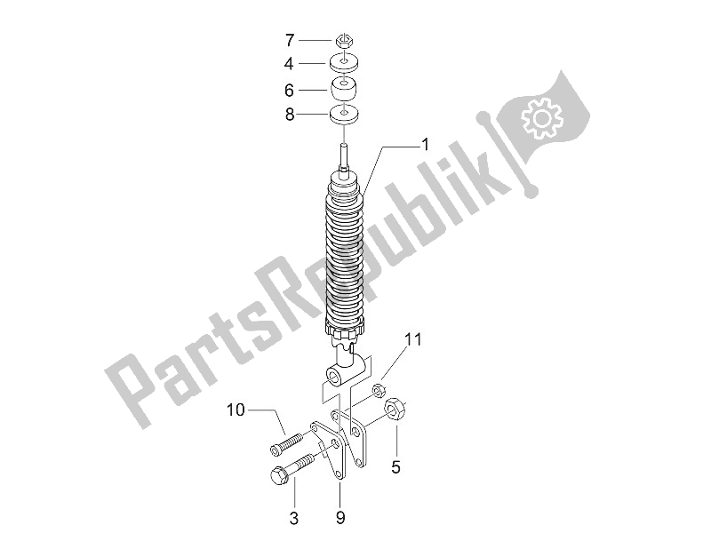 Alle onderdelen voor de Achtervering - Schokdemper / S van de Piaggio Liberty 125 4T 2V IE E3 Vietnam 2011