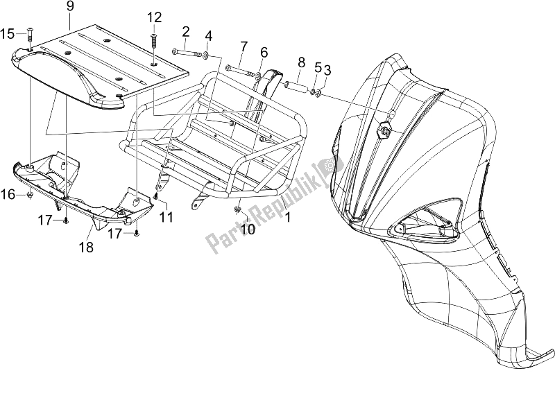 All parts for the Front Luggage Rack of the Piaggio Liberty 125 4T 2V IE PTT I 2012