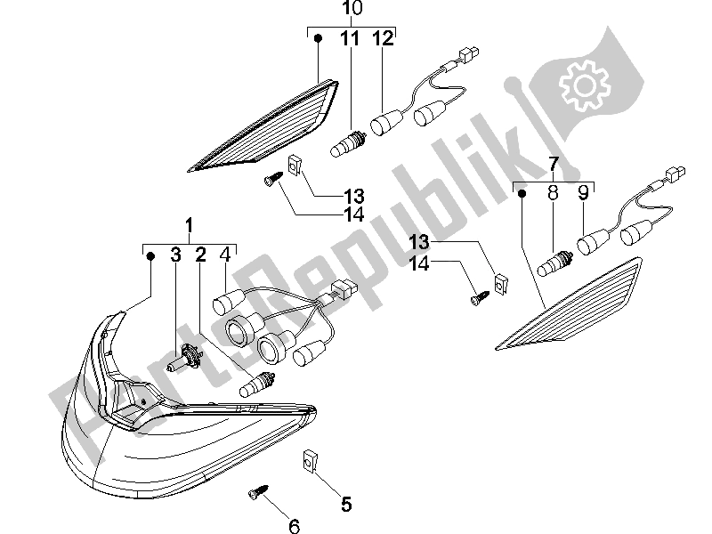 Toutes les pièces pour le Phares Avant - Clignotants du Piaggio X8 150 Street Euro 2 2006