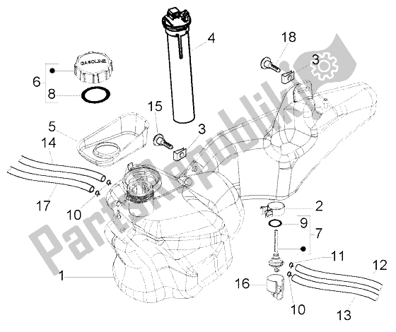 Toutes les pièces pour le Réservoir D'essence du Piaggio Liberty 50 4T RST 2003