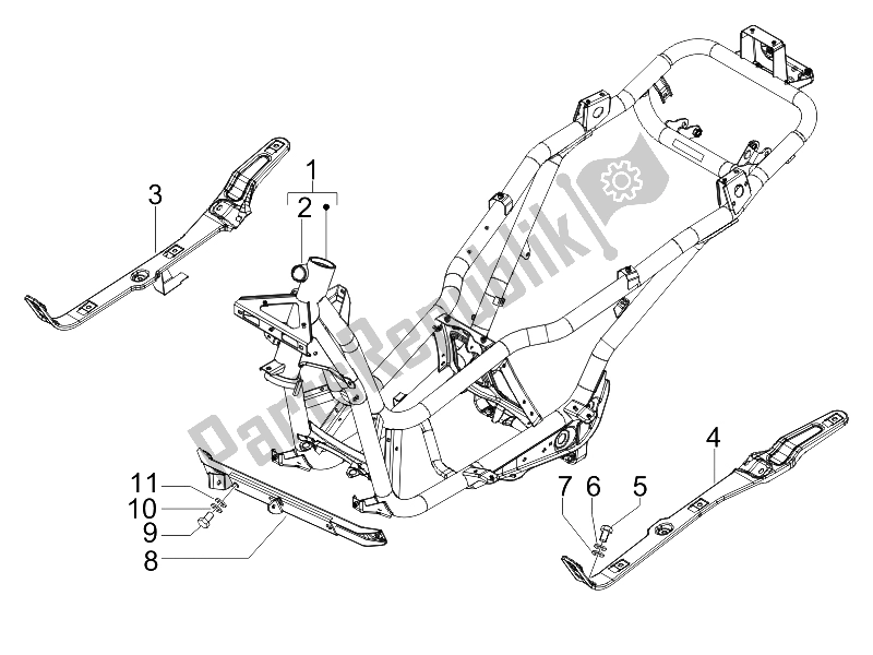 All parts for the Frame/bodywork of the Piaggio X7 300 IE Euro 3 2009