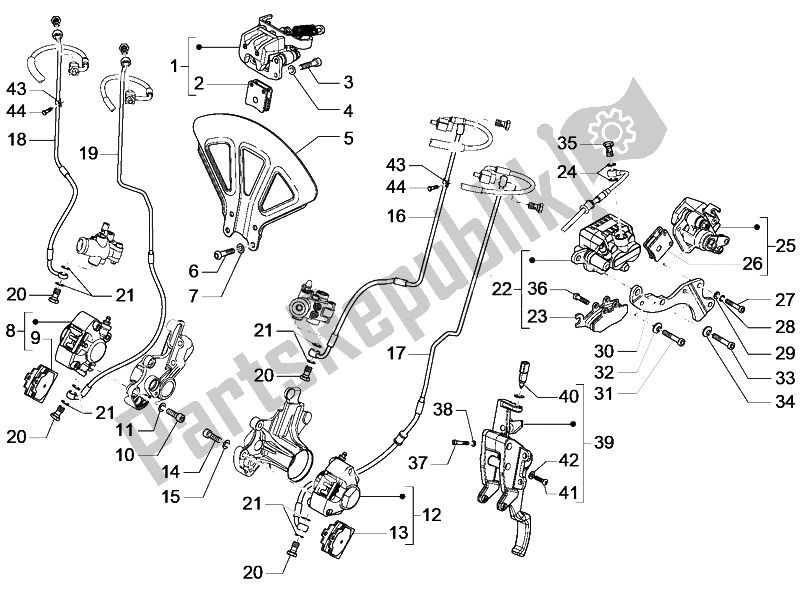 All parts for the Brakes Pipes - Calipers (abs) of the Piaggio MP3 500 LT Sport 2014