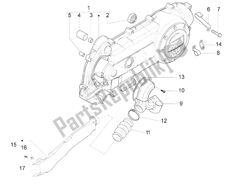 All parts for the Crankcase Cover - Crankcase Cooling of the Piaggio FLY 50 4T 4V USA 2011