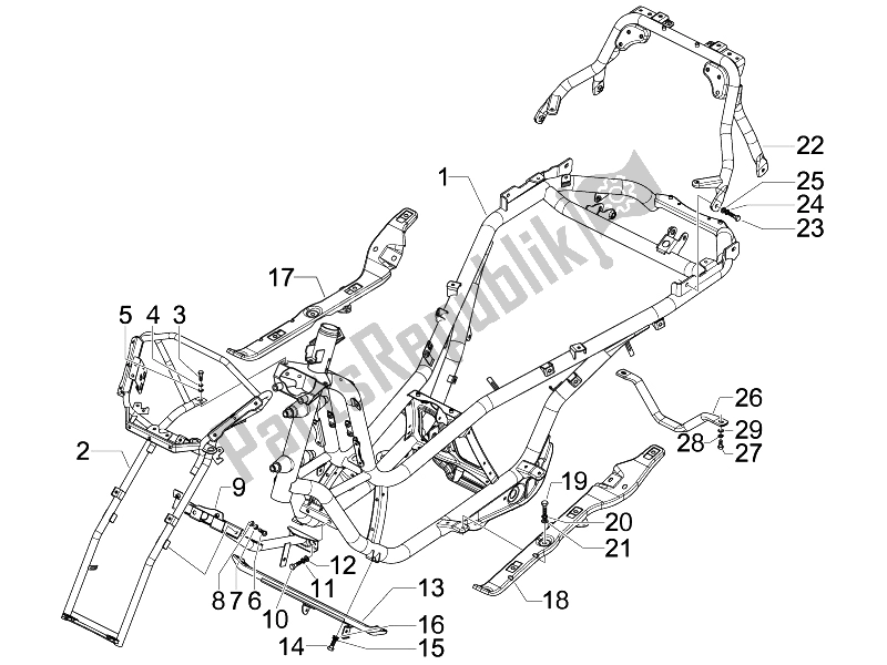 Toutes les pièces pour le Cadre / Carrosserie du Piaggio MP3 300 4T 4V IE ERL Ibrido 2010