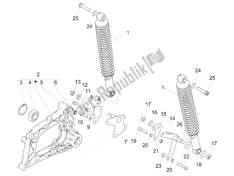 Todas las partes para Suspensión Trasera - Amortiguador / S de Piaggio MP3 300 IE E4 LT Business Sport ABS EU 2016
