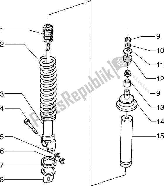 Tutte le parti per il Ammortizzatore Posteriore del Piaggio Hexagon 150 1994