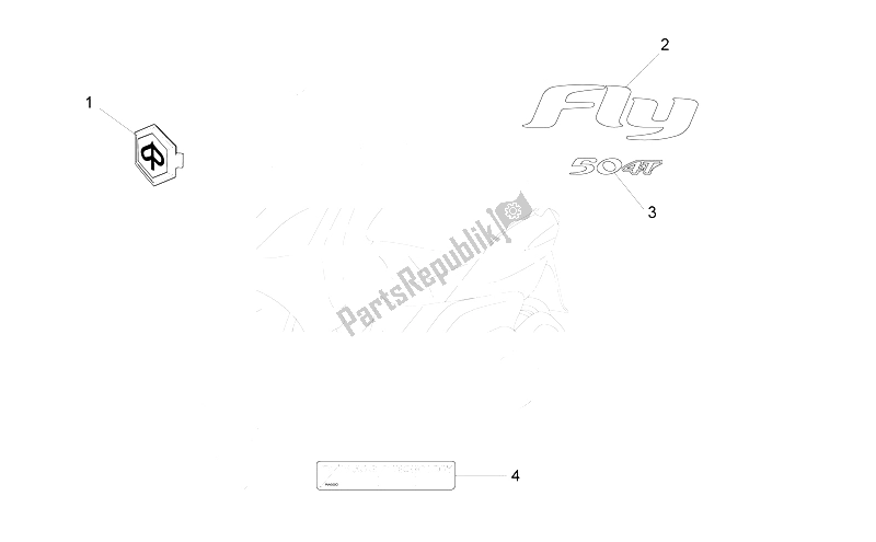 Tutte le parti per il Piatti - Emblemi del Piaggio FLY 50 4T 2V 25 30 KMH 2012