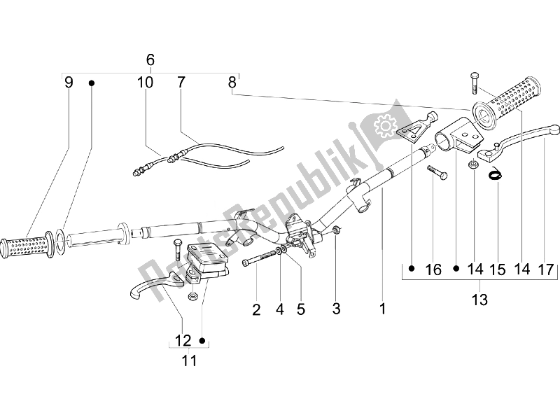 Toutes les pièces pour le Guidon - Master Cil. Du Piaggio FLY 150 4T USA 2007