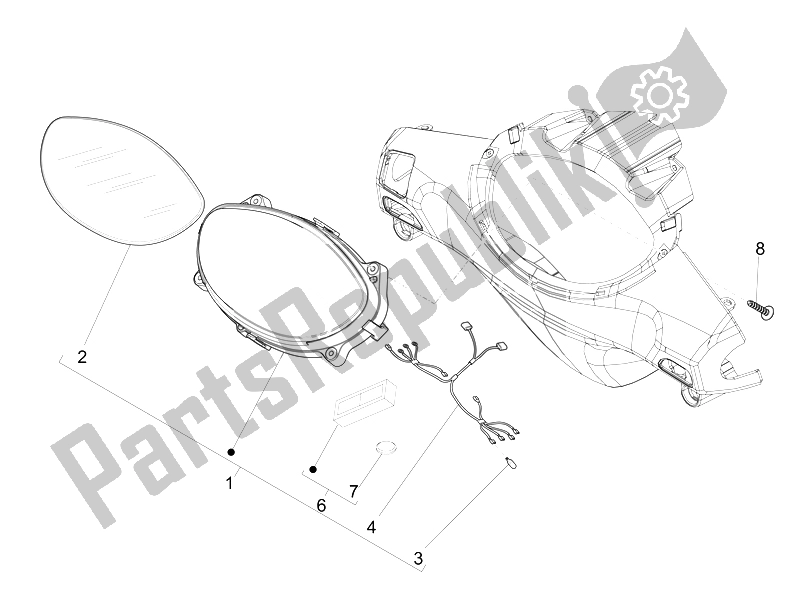 All parts for the Meter Combination-dashbord of the Piaggio FLY 150 4T 3V IE USA 2014
